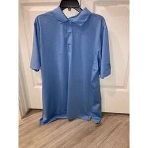 F&G Tech Men Golf Shirt XL Blue Stripe 94% Polyester with Shell Houston Open